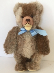 Antique teddy bear with light blue bow (29 cm)