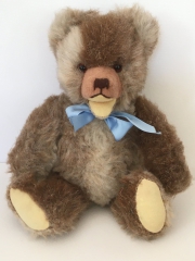 Antique teddy bear with light blue bow (29 cm)