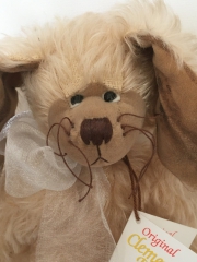 Bunny with nodding head made of mohair (Original Clemens)